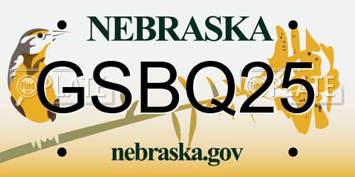 GSBQ25 Nebraska License Plate