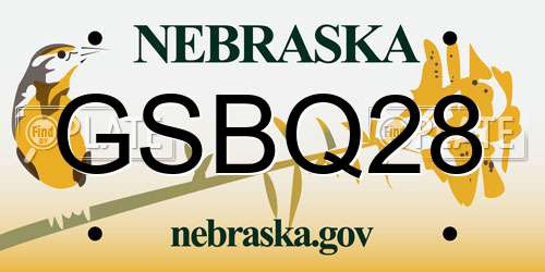 GSBQ28 Nebraska License Plate