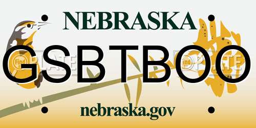 GSBTBOO Nebraska License Plate