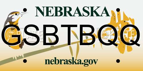 GSBTBQQ Nebraska License Plate