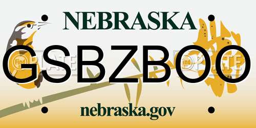 GSBZBOO Nebraska License Plate