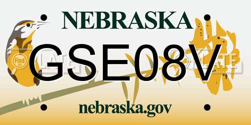 GSE08V Nebraska License Plate