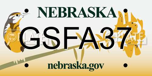 GSFA37 Nebraska License Plate