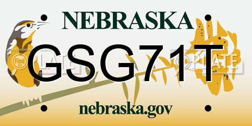 GSG71T Nebraska License Plate