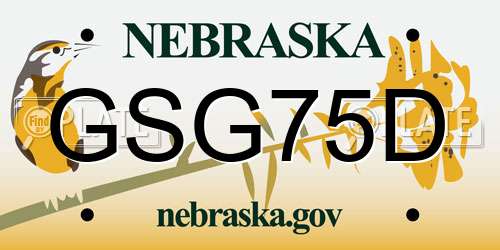 GSG75D Nebraska License Plate