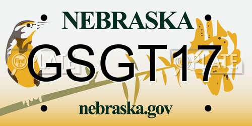 GSGT17 Nebraska License Plate