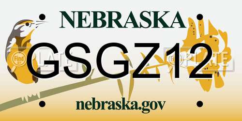GSGZ12 Nebraska License Plate