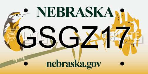 GSGZ17 Nebraska License Plate