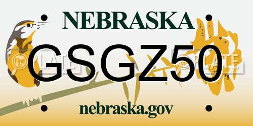 GSGZ50 Nebraska License Plate
