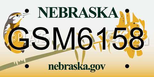 GSM6158 Nebraska License Plate