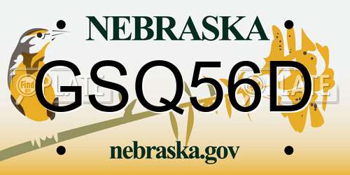GSQ56D Nebraska License Plate