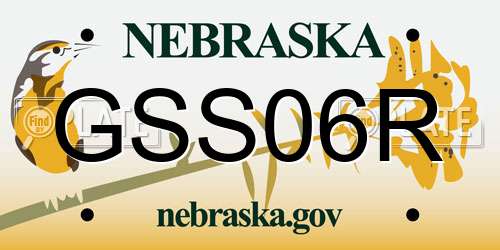 GSS06R Nebraska License Plate