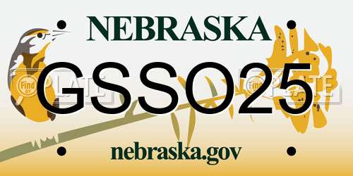 GSSO25 Nebraska License Plate