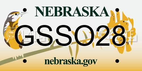 GSSO28 Nebraska License Plate