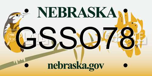 GSSO78 Nebraska License Plate