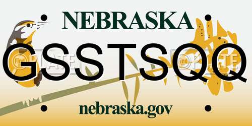 GSSTSQQ Nebraska License Plate