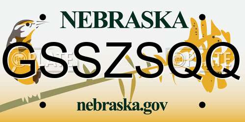 GSSZSQQ Nebraska License Plate