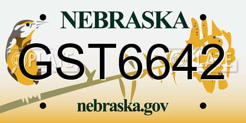 GST6642 Nebraska License Plate