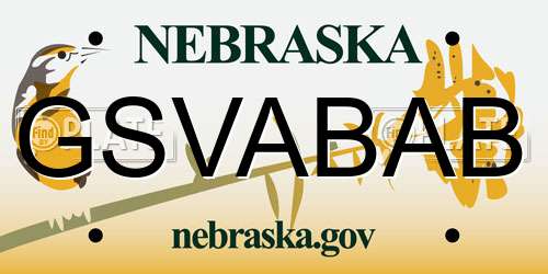 GSVABAB Nebraska License Plate