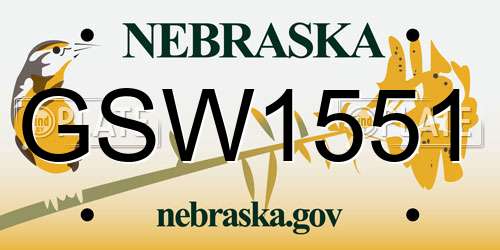GSW1551 Nebraska License Plate