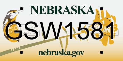 GSW1581 Nebraska License Plate