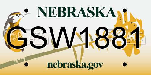 GSW1881 Nebraska License Plate