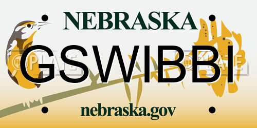 GSWIBBI Nebraska License Plate