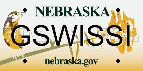 GSWISSI Nebraska License Plate