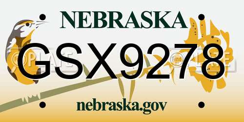 GSX9278 Nebraska License Plate
