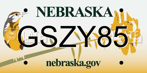 GSZY85 Nebraska License Plate
