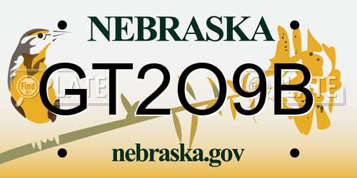 GT2O9B Nebraska License Plate