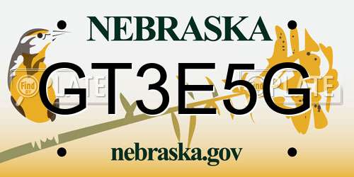 GT3E5G Nebraska License Plate