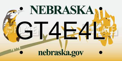 GT4E4L Nebraska License Plate