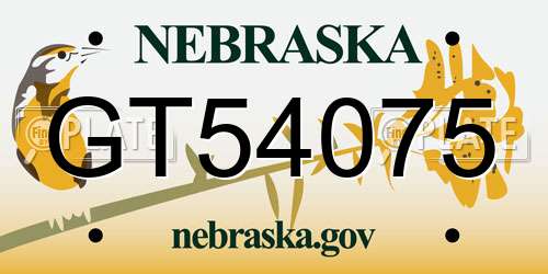 GT54075 Nebraska License Plate