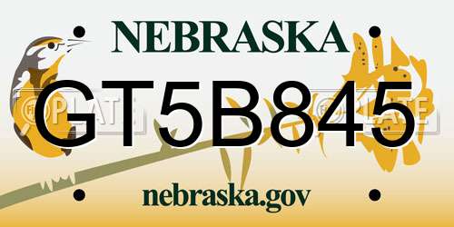 GT5B845 Nebraska License Plate
