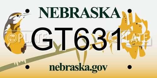 GT631 Nebraska License Plate