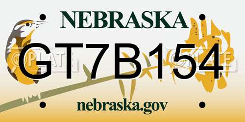 GT7B154 Nebraska License Plate
