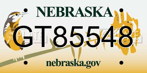 GT85548 Nebraska License Plate