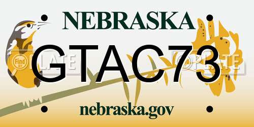 GTAC73 Nebraska License Plate