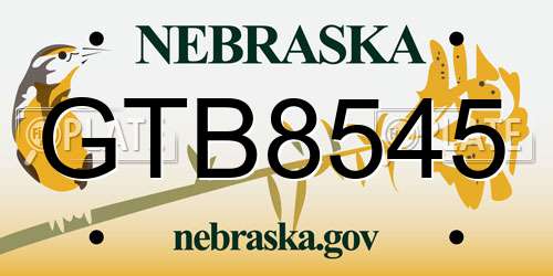 GTB8545 Nebraska License Plate