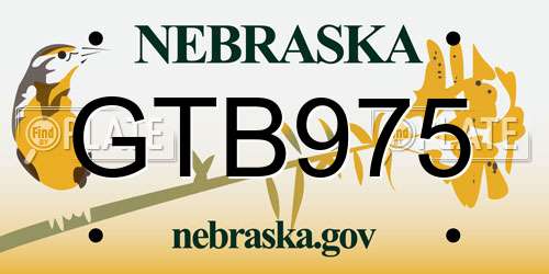 GTB975 Nebraska License Plate