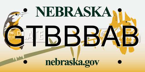 GTBBBAB Nebraska License Plate