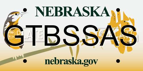 GTBSSAS Nebraska License Plate
