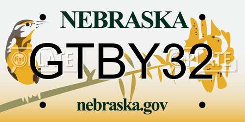 GTBY32 Nebraska License Plate
