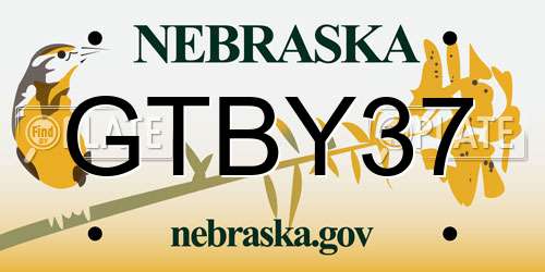 GTBY37 Nebraska License Plate