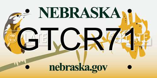 GTCR71 Nebraska License Plate