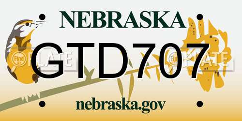 GTD707 Nebraska License Plate