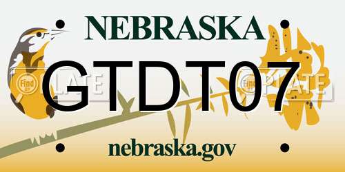 GTDT07 Nebraska License Plate