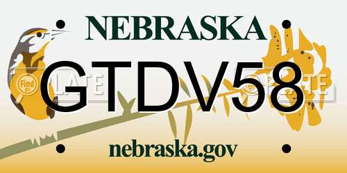 GTDV58 Nebraska License Plate