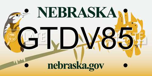 GTDV85 Nebraska License Plate